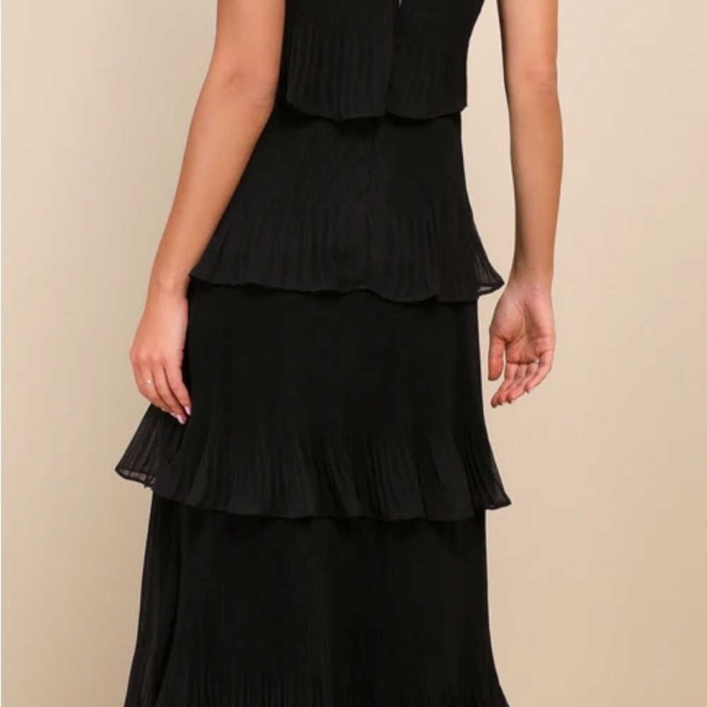 Lulus Elegant Nature Black Pleated Sleeveless Tiered Maxi Dress - Picture 5 of 11